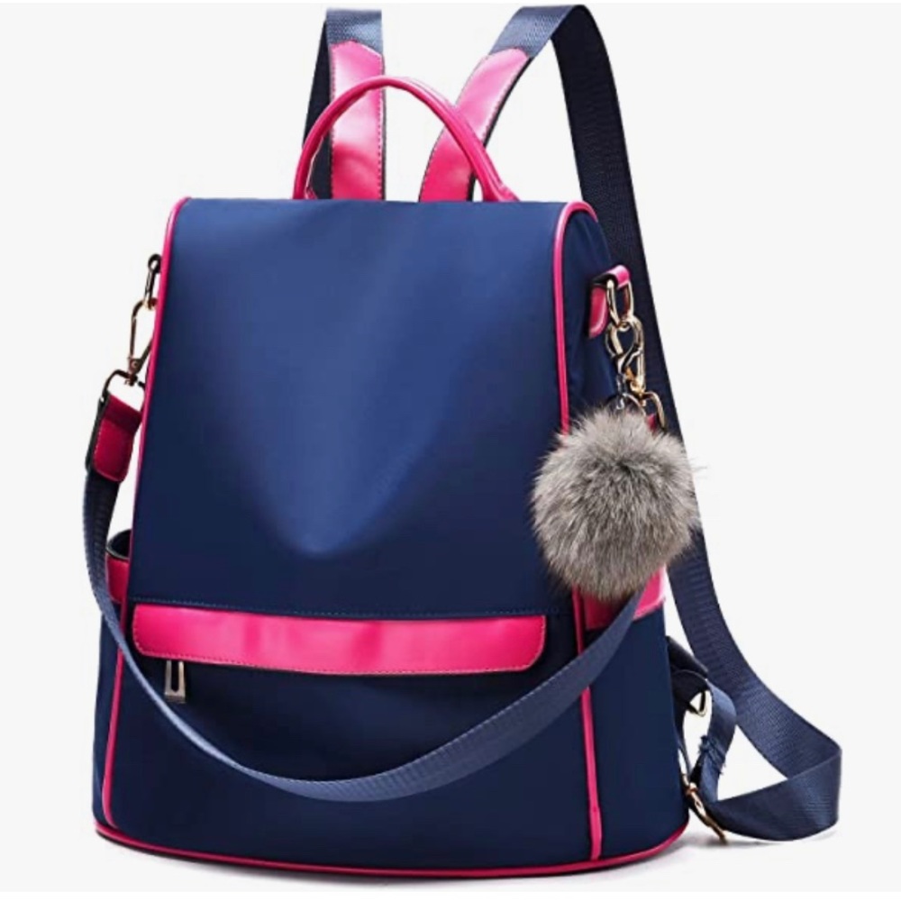 CHERUTY Women Backpack Purse Nylon Shoulder Bag (Navy Blue)